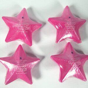 Bundle of 4 More Than Magic Star Shaped Pink Bath Bombs Crisp Candy Apple Scent